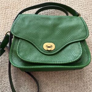 Fossil Green Leather Crossbody Bag